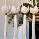 Macrame Plant Hanger, White Hanging Planter Basket, Handmade Birthday Gift 