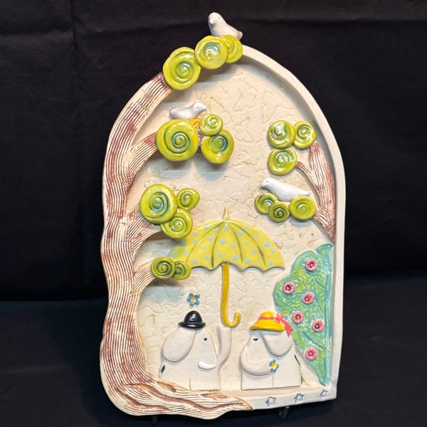 Elephants First Date Wall Plaque