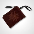 Chocolate Sun velvet zip-up pouch