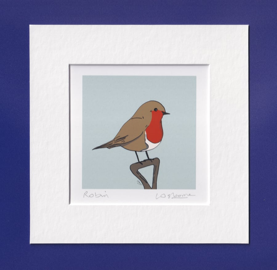 Robin - print from digital illustration with mount