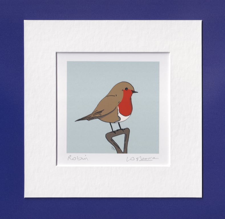 Robin - print from digital illustration with mount