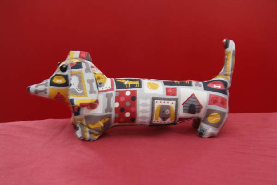 Dachshund Sausage Dog Black and Grey Fabric Friend