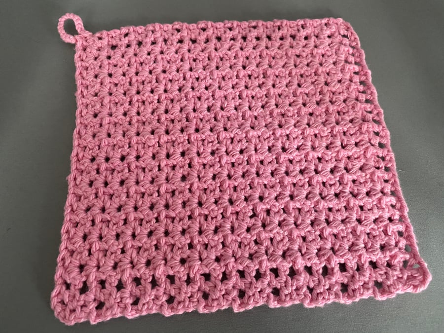 Crochet WI Home Cotton Blend Washcloth Pink