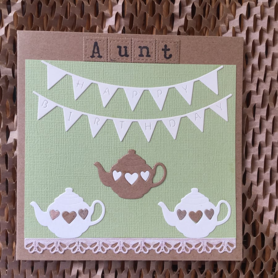 Aunt teapot Happy Birthday Card