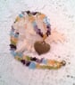 Mixed Gemstone Chip Bead Necklace with a Bronze Heart Charm, Gift for Her - Image 1
