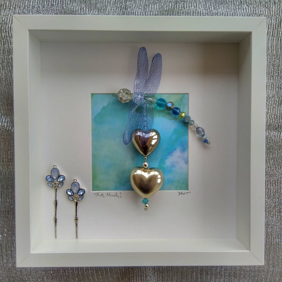 Double Heart Dragonfly Mixed Media Box Frame - This Much