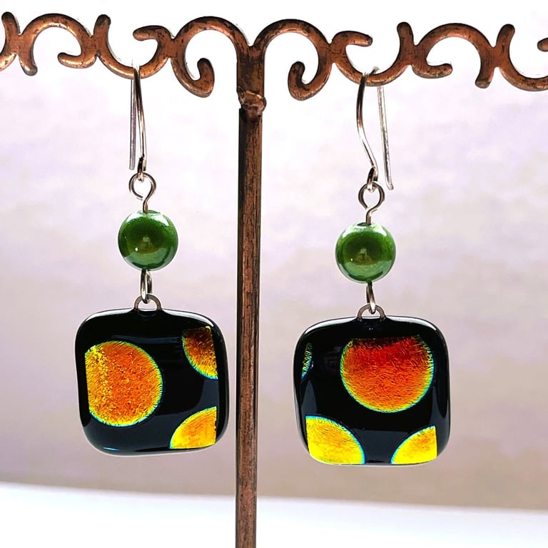 Dotty fused glass earrings 
