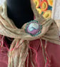 Handmade and hand painted fabric pin brooches with Pearl Nautilus design  - Image 4
