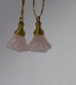 Pink Czech Glass Flowers Gold coil Gold Hoops Boho Drops Handmade Summer - Image 2
