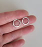 Hammered Silver Circle Stud Earrings - Image 6
