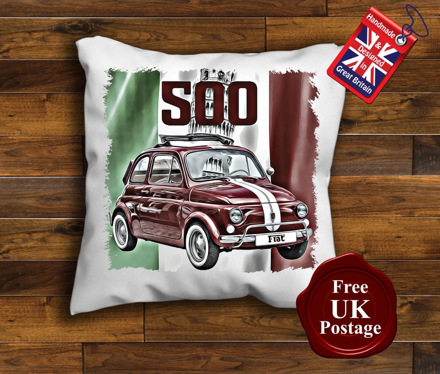 Classic Fiat 500 Cushion Cover, Choose Your Size