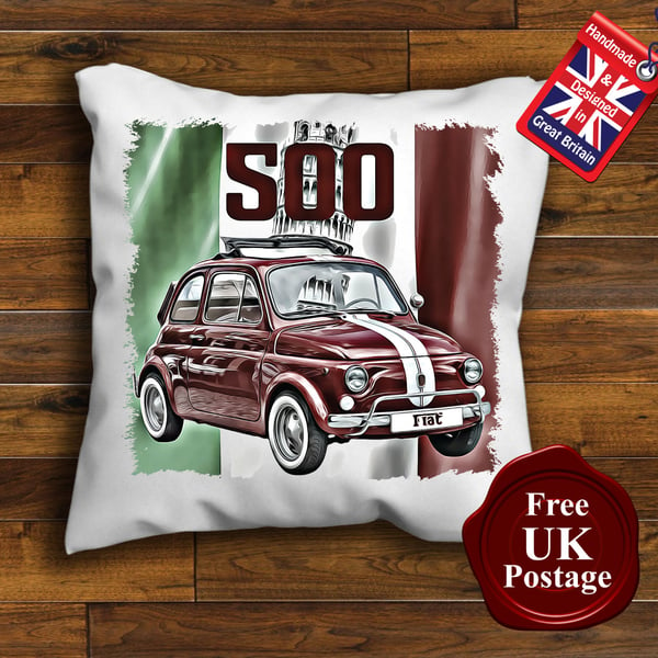 Classic Fiat 500 Cushion Cover, Choose Your Size