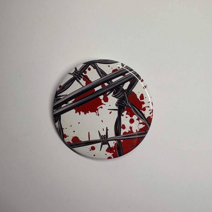 Barbed wire button Badge, Pro Wrestling Themed AEW WWE NXT pin badge (58mm2.25in
