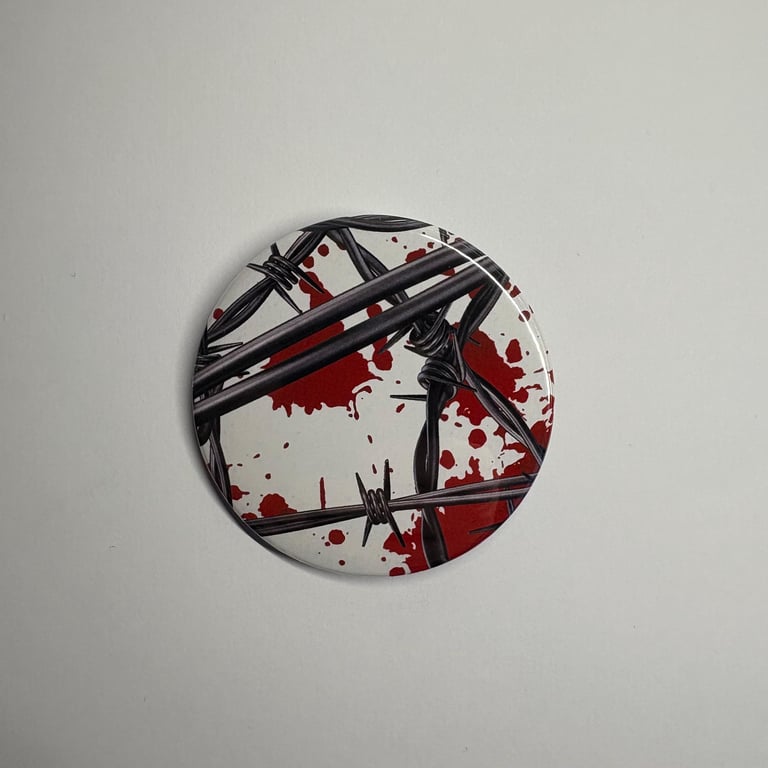 Barbed wire button Badge, Pro Wrestling Themed AEW WWE NXT pin badge (58mm2.25in