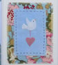 Peace & Love hand-stitched miniature applique on 100% recycled card