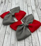 School Red and Grey Square Double with Bows on Clips (pair) - Image 2