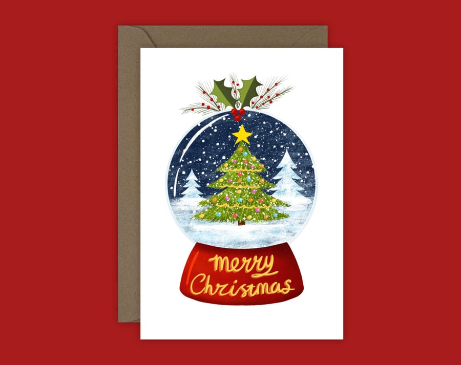 Snowglobe Merry Christmas Card