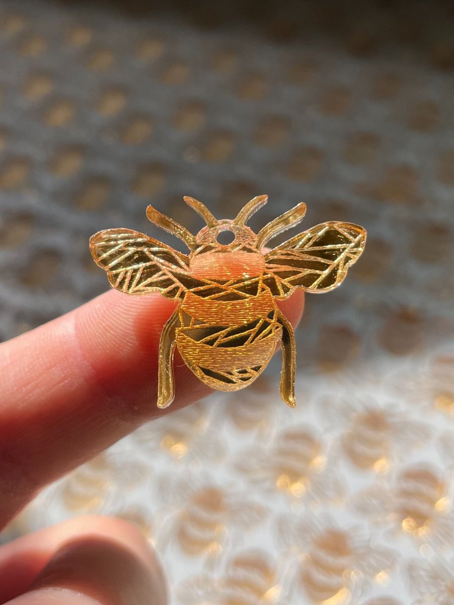 Gold mirrored acrylic micro bee