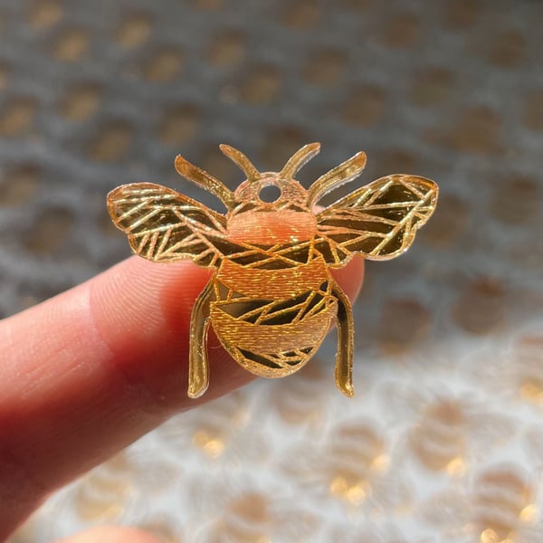 Gold mirrored acrylic micro bee