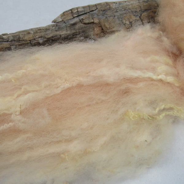 10g Naturally Dyed Pale Peach BFL Shetland Felting Wool