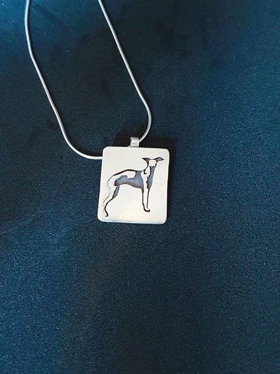 Black and white whippet necklace