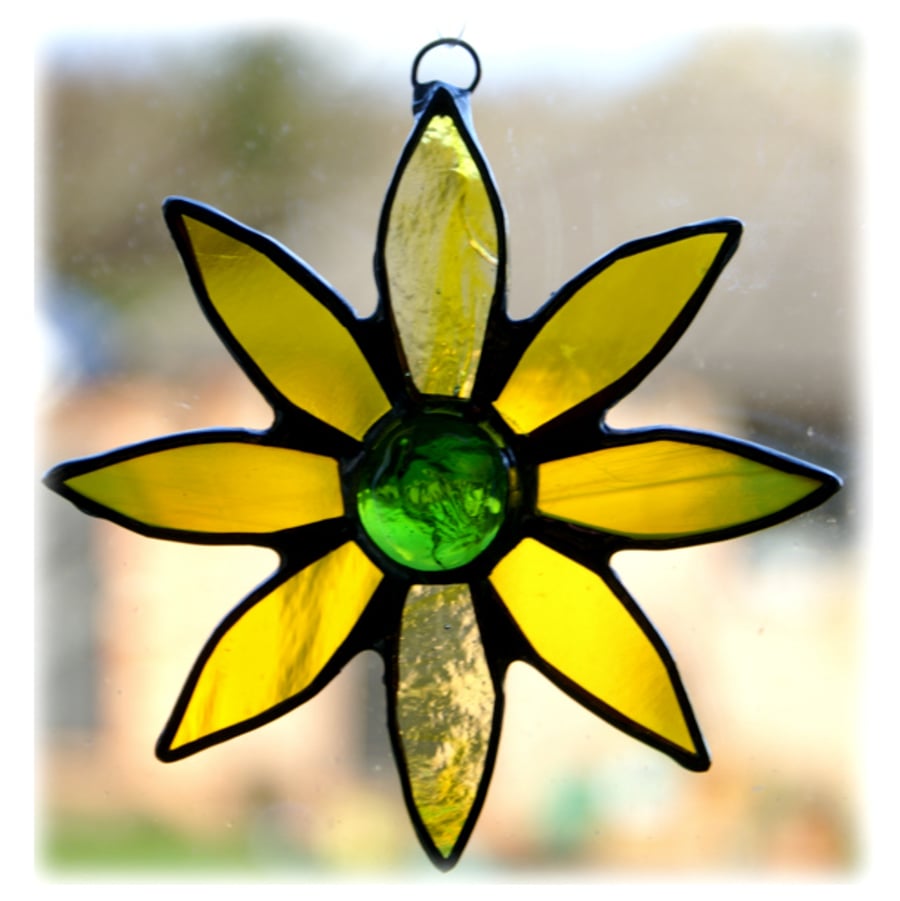 Daisy Stained Glass Suncatcher Yellow Handmade