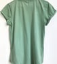 Womens organic cotton stonewash sage green T shirt Allium Flower gold print - Image 3