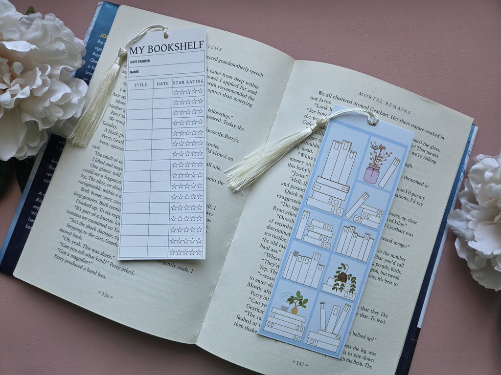 Blue Reading List Rating Bookmark With Tassel