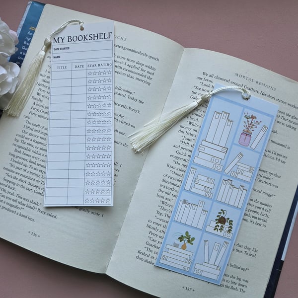Blue Reading List Rating Bookmark With Tassel