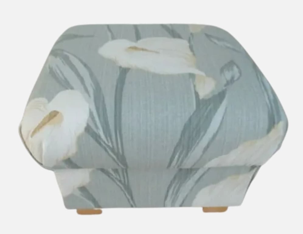 Storage Footstool Laura Ashley Lilium Green Grey Fabric  Pouffe Floral Lily 