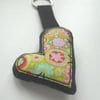 applique embroidered heart keyring key fob hanging decoration LIME PRINT