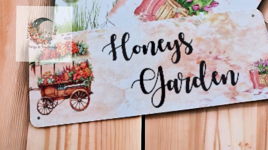 Personalised rectangular metal garden sign 
