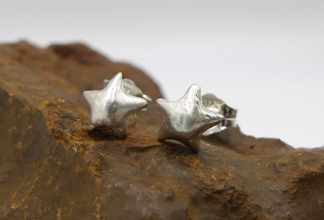 Recycled Sterling Silver Shooting Stars Stud Earrings.