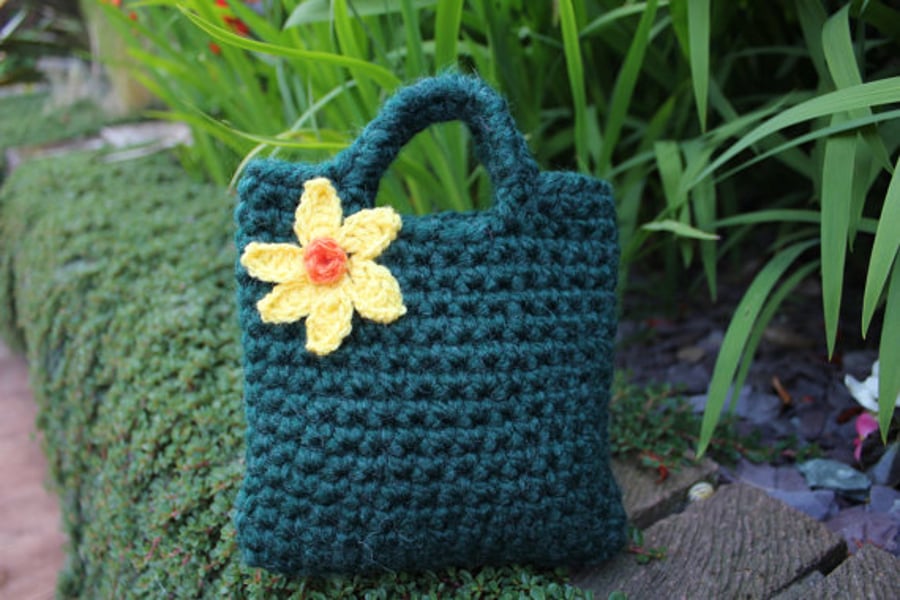 Little girls purse, flower bag, daffodils, springtime
