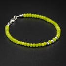 Chartreuse jade sterling silver handmade gemstone bracelet, Taurus gift