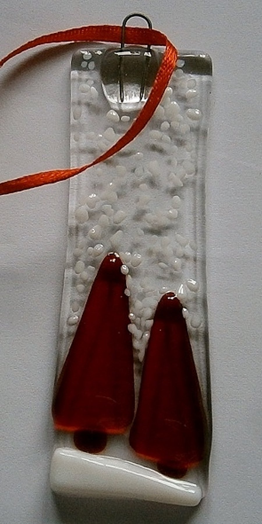 Fused glass snowy trees Christmas decorations