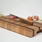 Handmade End Grain Chopping Board –Solid Walnut & Beech, Extra Thick