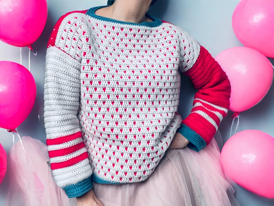 Sweetheart Crochet Sweater.