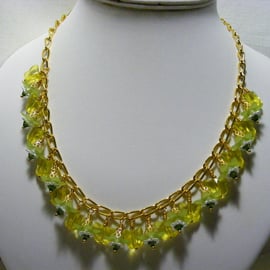 Lemon and Lime Flower and Butterfly Necklace