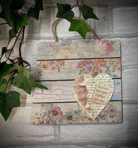 Wooden Floral Shabby Chic Wallhanging