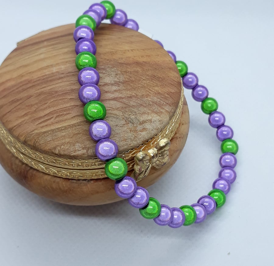 BR342 2 tone miracle bead bracelet