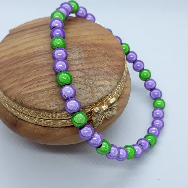 BR342 2 tone miracle bead bracelet