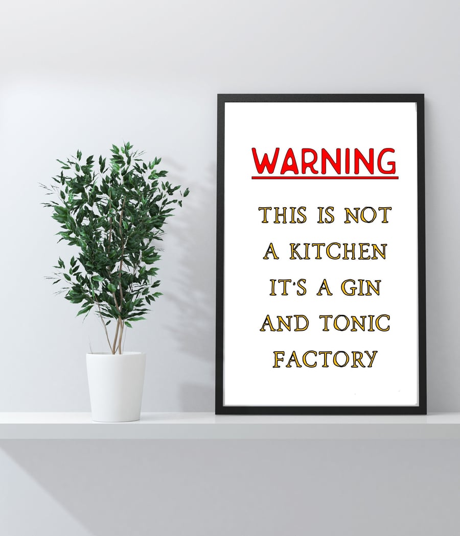 Kitchen Prints Gin and Tonic Funny Prints Funny Gin Print Word Print Drinking