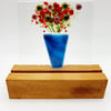 Fused Glass ‘Everlasting Flowers in a Vase’ Tile in a Wooden Stand