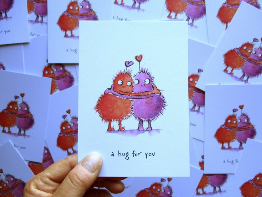 A6 Monster “a hug for you” Postcard