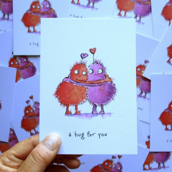 A6 Monster “a hug for you” Postcard