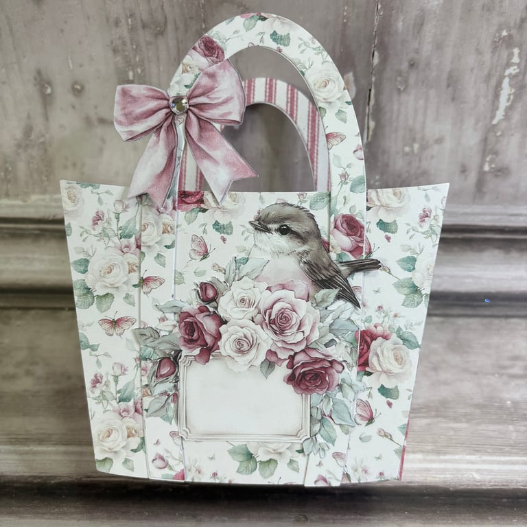 Gift Bag (Stripe) filled with Ephemera by Carolee Crafts CR 0017