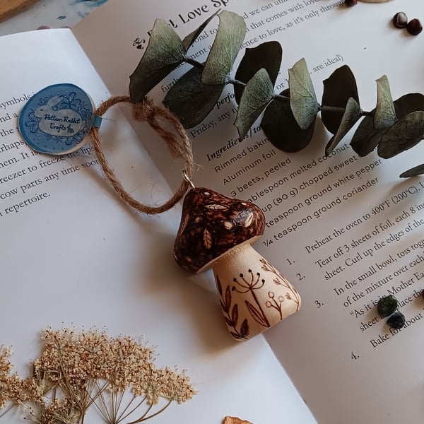 Small Pyrography Wildflower Mushroom