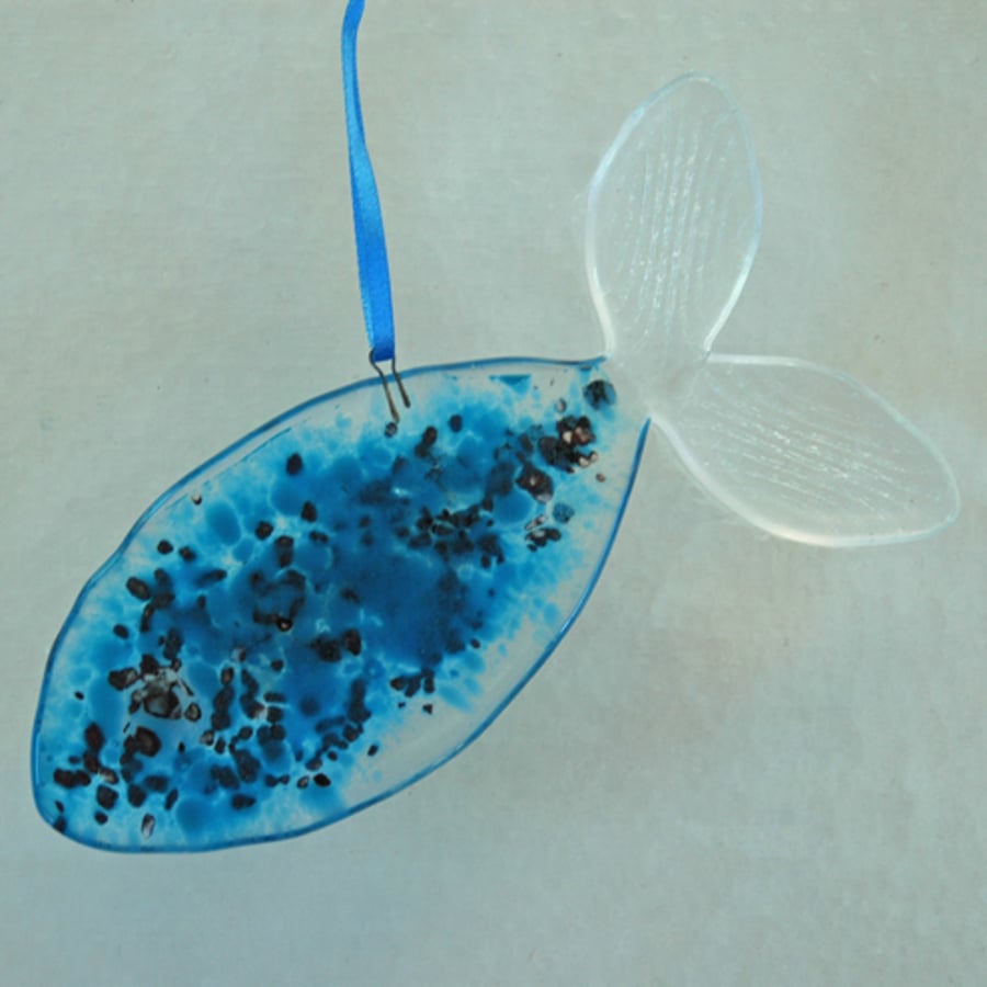 Blue Fused Glass Fish Decoration