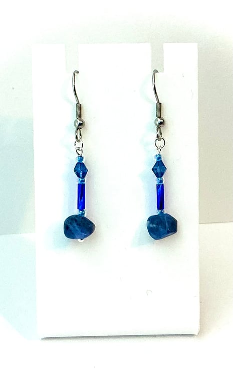 Sodalite Beaded Earrings - (short drop)
